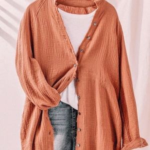 Muslin Cotton button up in cinnamon